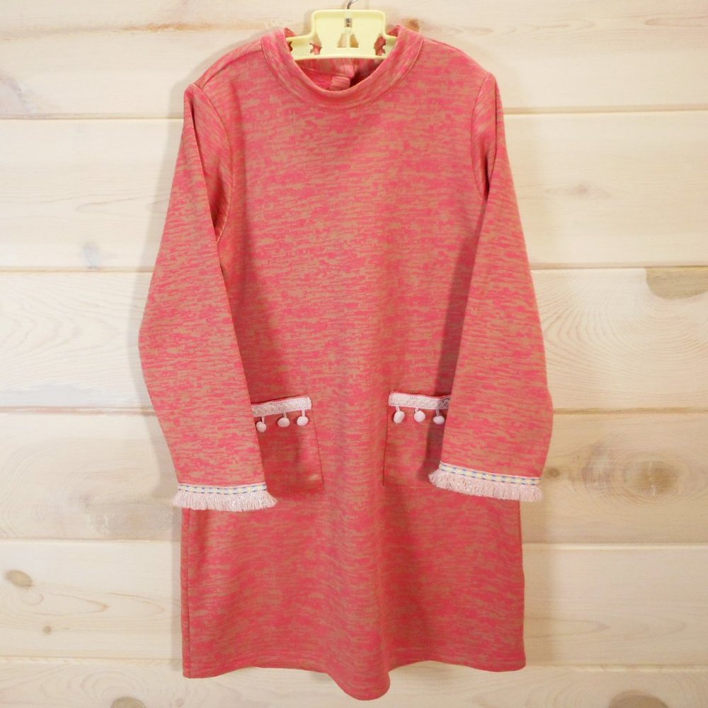Forever Young Girls size 10 Y Dress by Sue Dang Long-sleeved Pom-Pom Trim